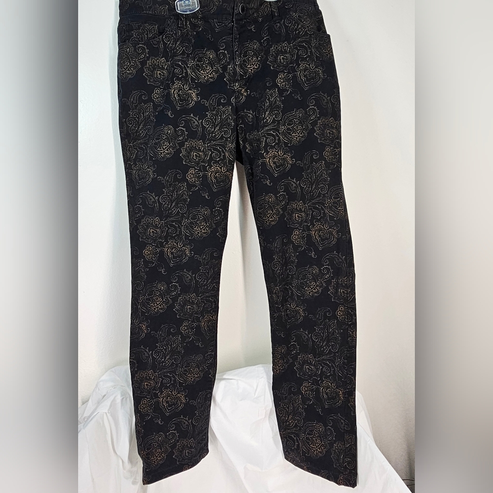 Ralph Lauren size 10 Pants, Black with gold/mustard paisley design